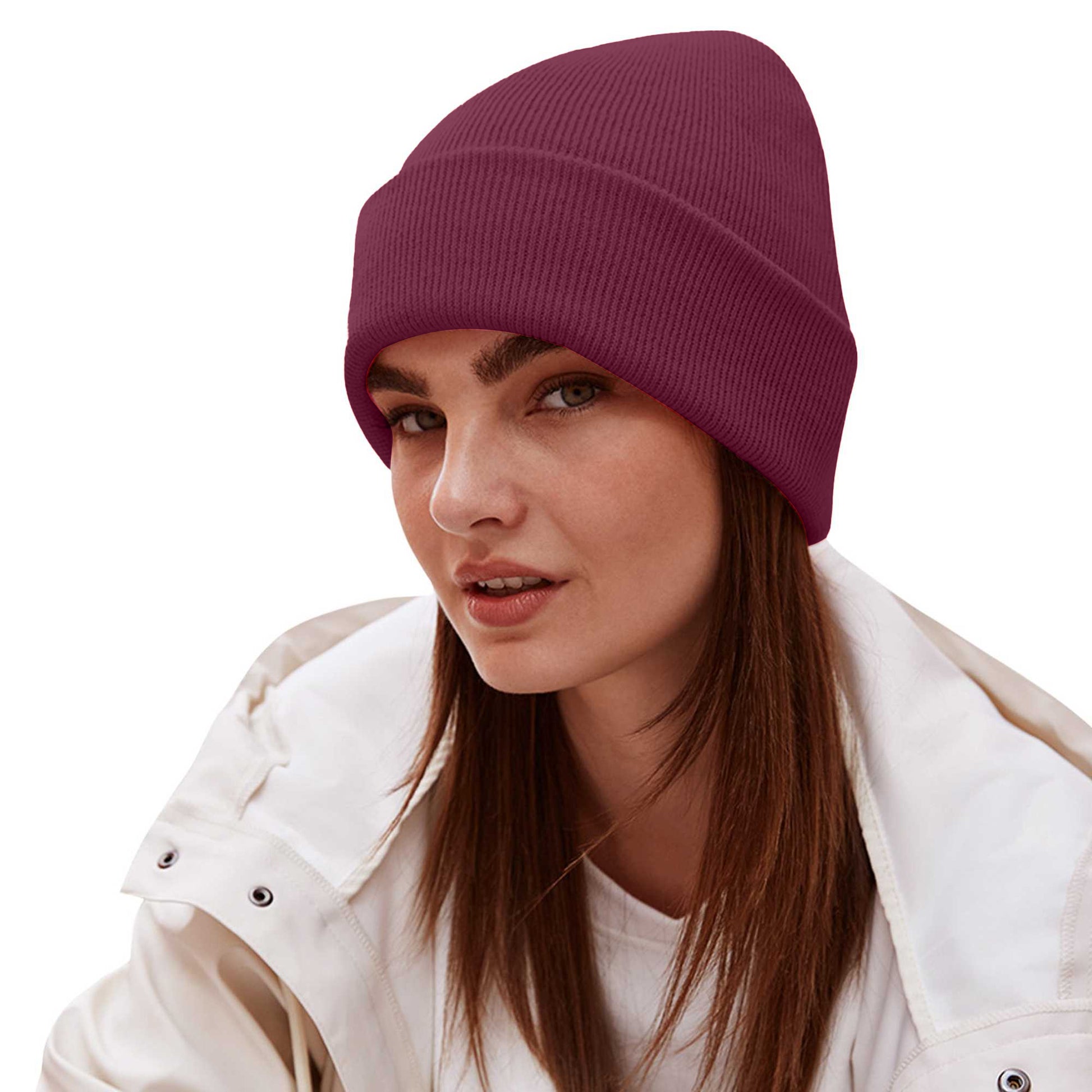 Burgundy - Back - Beechfield Unisex Adults Original Cuffed Beanie