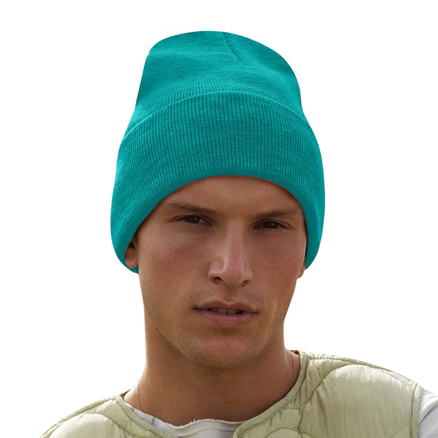 Emerald - Side - Beechfield Unisex Adults Original Cuffed Beanie