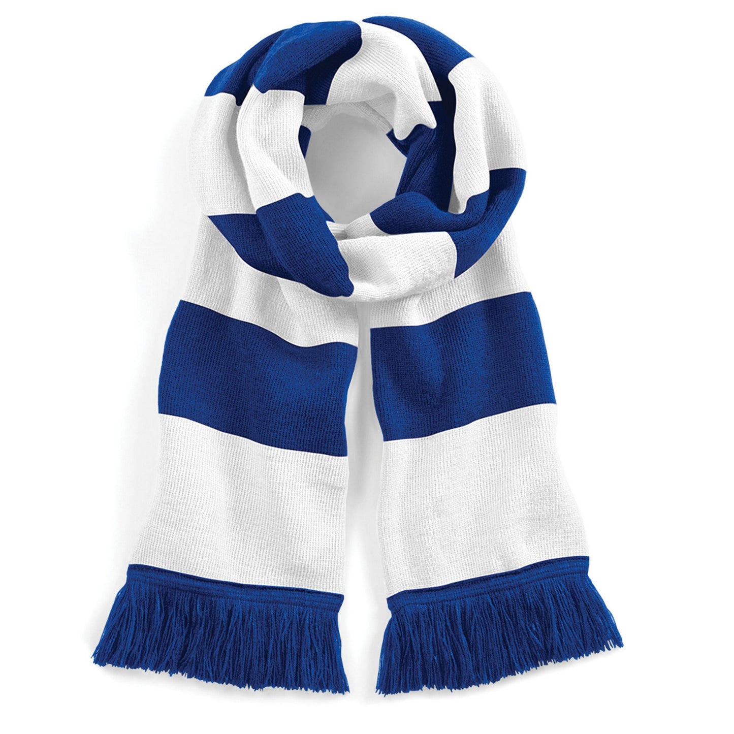 Bright Royal Blue-White - Front - Beechfield Adults Unisex Varsity Scarf