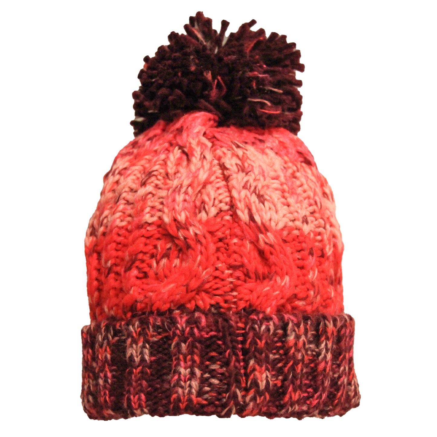 Cherry Sherbet - Side - Beechfield Womens-Ladies Corkscrew Pom Pom Beanie