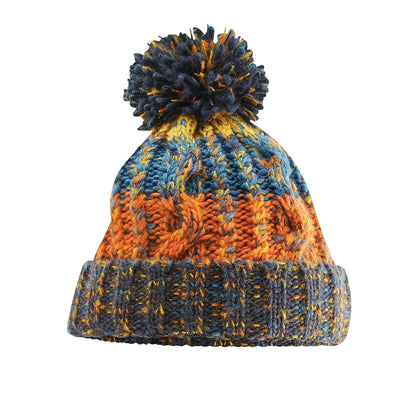 Retro Blue - Back - Beechfield Womens-Ladies Corkscrew Pom Pom Beanie