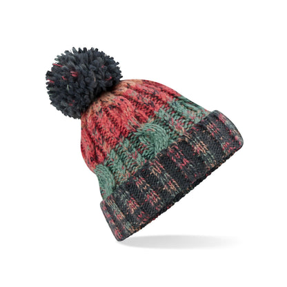 Watermelon Breeze - Back - Beechfield Womens-Ladies Corkscrew Pom Pom Beanie