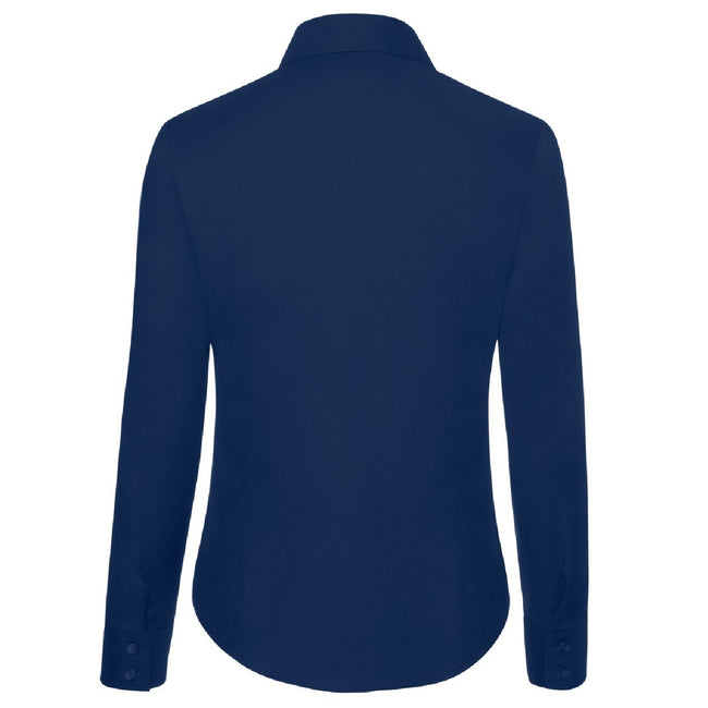 Navy - Side - Fruit Of The Loom Ladies Lady-Fit Long Sleeve Oxford Shirt