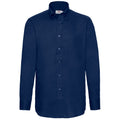 Navy - Front - Fruit Of The Loom Mens Long Sleeve Oxford Shirt