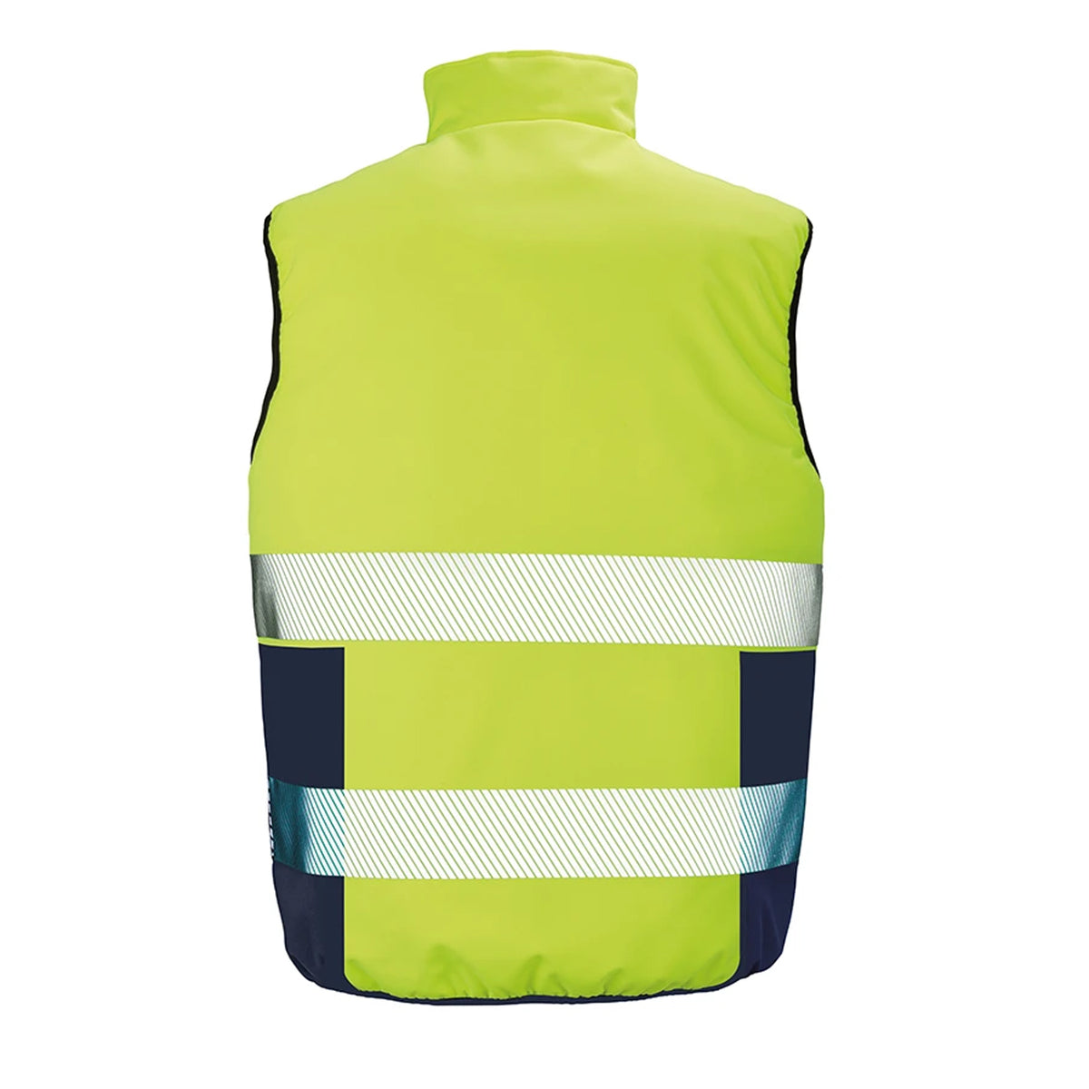 Fluorescent Yellow-Navy - Back - Result Safeguard Mens Reversible Soft Padded Safety Gilet