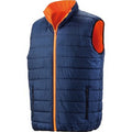 Fluorescent Orange-Navy - Front - Result Safeguard Mens Reversible Soft Padded Safety Gilet