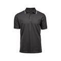 Dark Grey-White - Front - Tee Jays Mens Luxury Fashion Stripe Polo