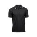 Black-White - Front - Tee Jays Mens Luxury Fashion Stripe Polo