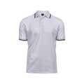 White-Navy - Front - Tee Jays Mens Luxury Fashion Stripe Polo