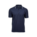 Navy-White - Front - Tee Jays Mens Luxury Fashion Stripe Polo