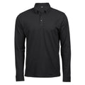 Black - Front - Tee Jays Mens Long Sleeve Fashion Stretch Polo