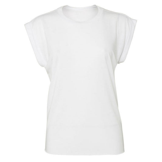 White - Front - Bella + Canvas Womens-Ladies Flowy Muscle Tee