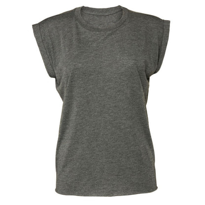 Dark Grey Heather - Front - Bella + Canvas Womens-Ladies Flowy Muscle Tee