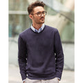 Charcoal Marl - Back - Russell Collection Mens Knitted Crew Neck Pullover