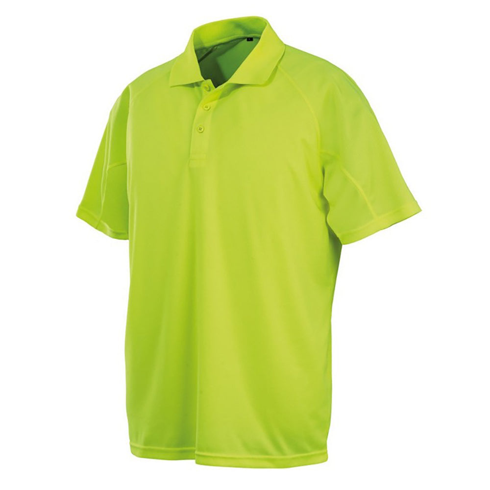 Flo Yellow - Front - Spiro Impact Mens Performance Aircool Polo T-Shirt