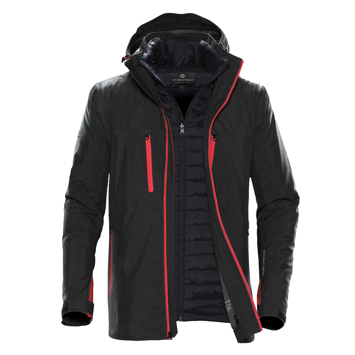 Black-Bright Red - Back - Stormtech Mens Matrix System Jacket