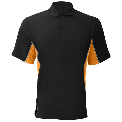 Black-Orange-White - Front - Gamegear® Mens Track Pique Short Sleeve Polo Shirt Top