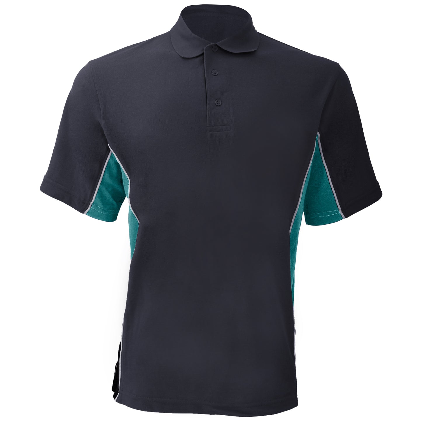 Navy- Turqoise - Front - Gamegear® Mens Track Pique Short Sleeve Polo Shirt Top