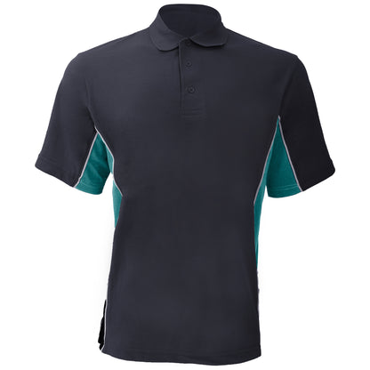 Navy- Turqoise - Front - Gamegear® Mens Track Pique Short Sleeve Polo Shirt Top