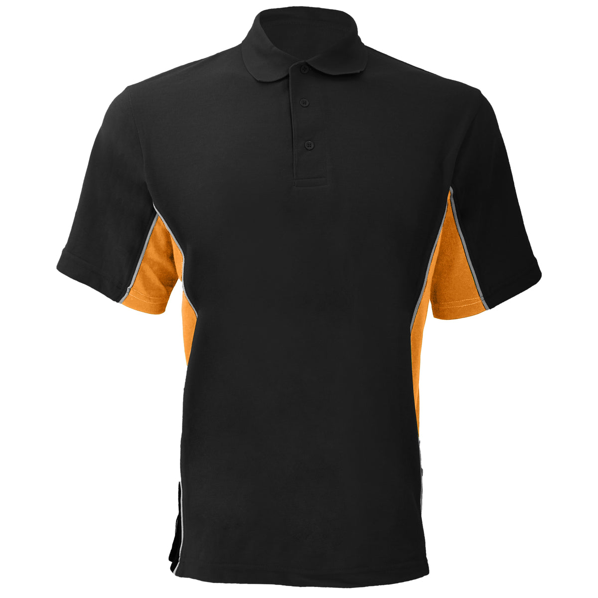 Black-Orange-White - Front - Gamegear® Mens Track Pique Short Sleeve Polo Shirt Top