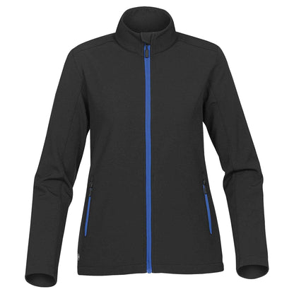 Black- Azure Blue - Front - Stormtech Womens-Ladies Orbiter Softshell Jacket