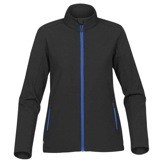 Black- Azure Blue - Front - Stormtech Womens-Ladies Orbiter Softshell Jacket