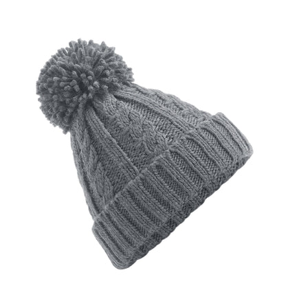 Light Grey - Back - Beechfield Unsiex Adults Cable Knit Melange Beanie