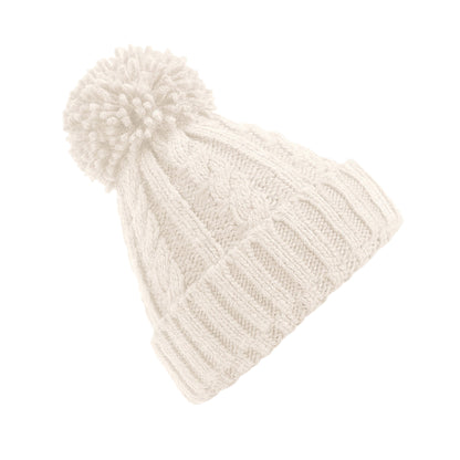 Oatmeal - Back - Beechfield Unsiex Adults Cable Knit Melange Beanie