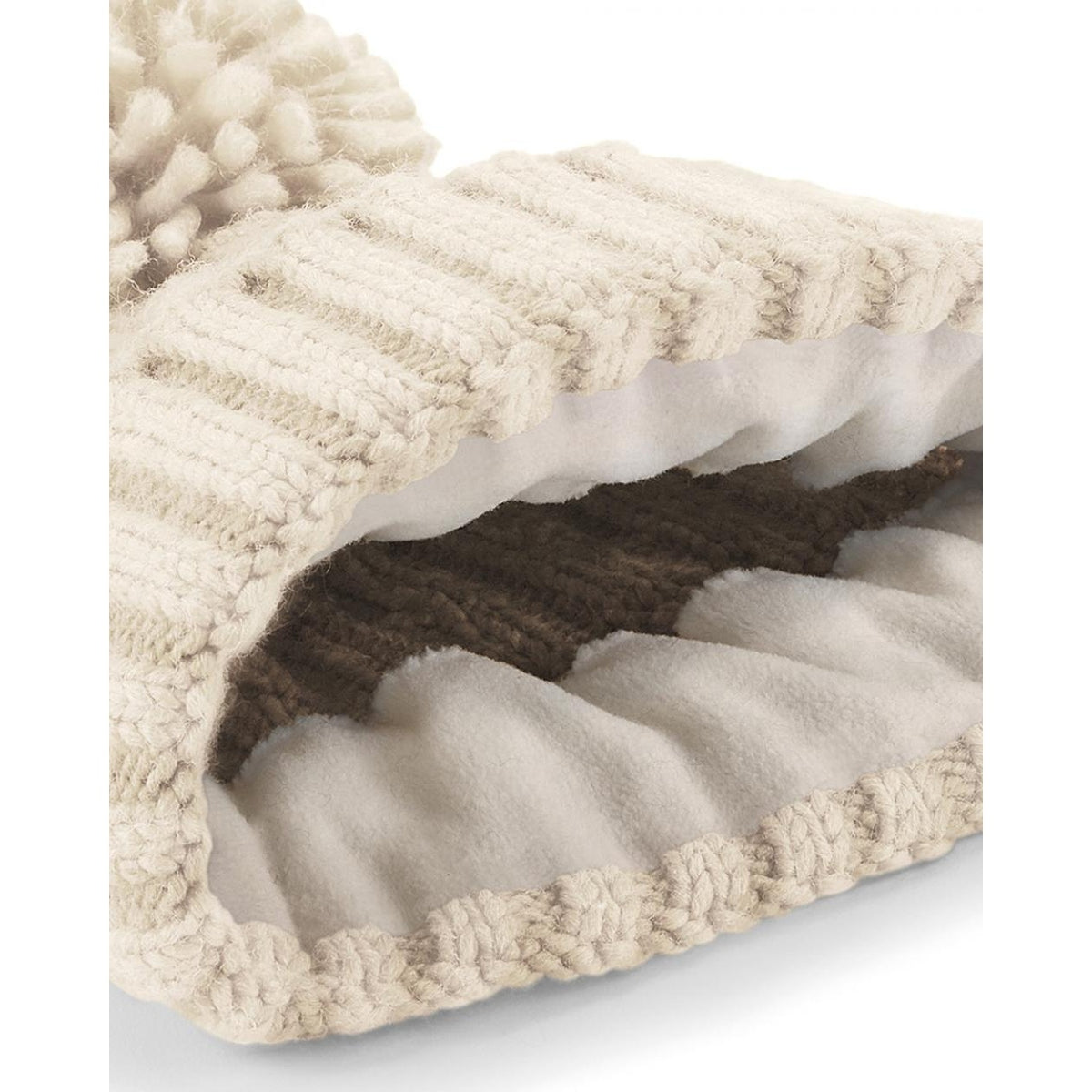 Oatmeal - Side - Beechfield Unsiex Adults Cable Knit Melange Beanie