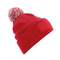 Classic Red-Off White - Front - Beechfield Unisex Adults Snowstar Printers Beanie