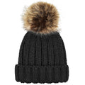 Black - Back - Beechfield Junior Unisex PomPom Chunky Beanie