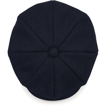 Navy Herringbone - Back - Beechfield Unisex Adults Heritage Baker Boy Cap