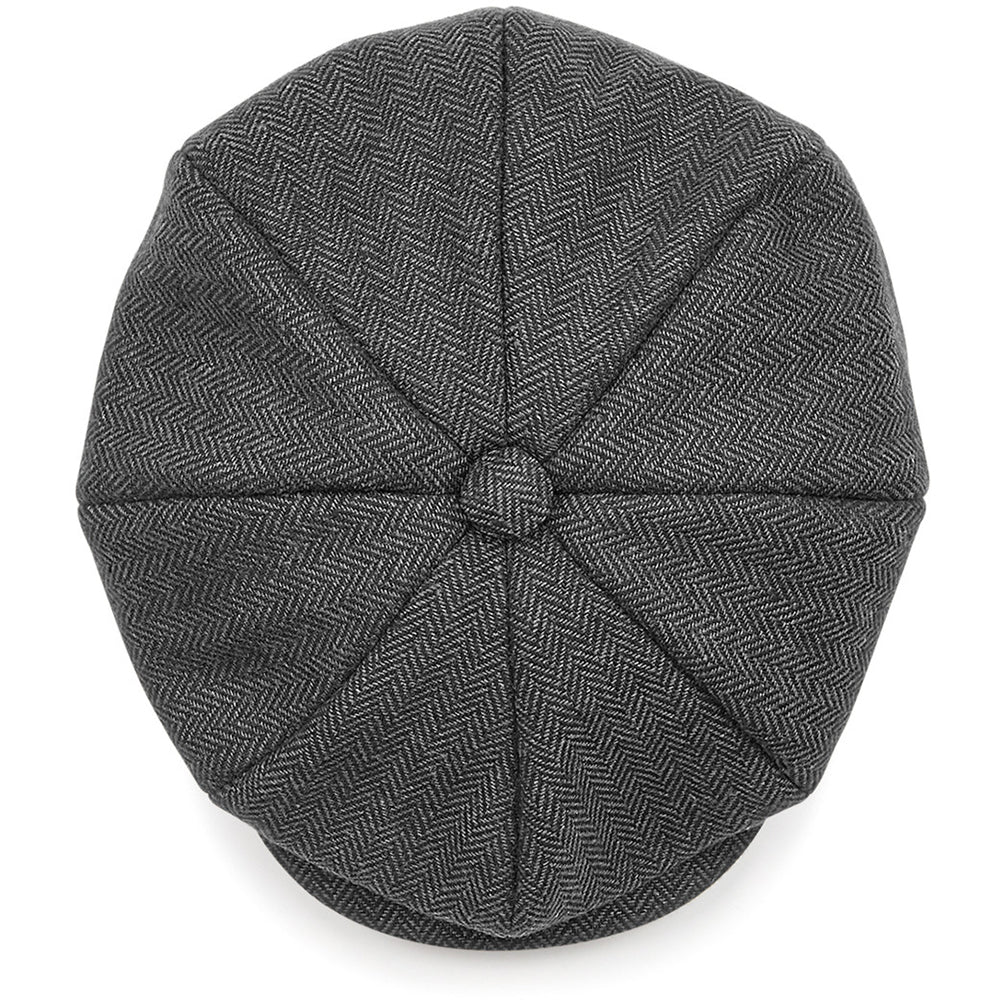 Charcoal Herringbone - Back - Beechfield Unisex Adults Heritage Baker Boy Cap