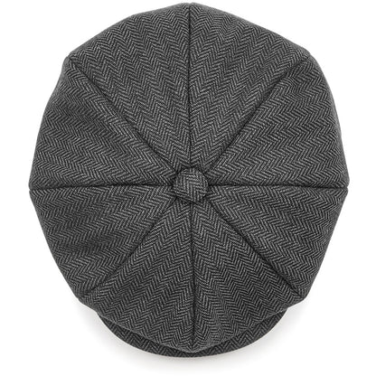Charcoal Herringbone - Back - Beechfield Unisex Adults Heritage Baker Boy Cap