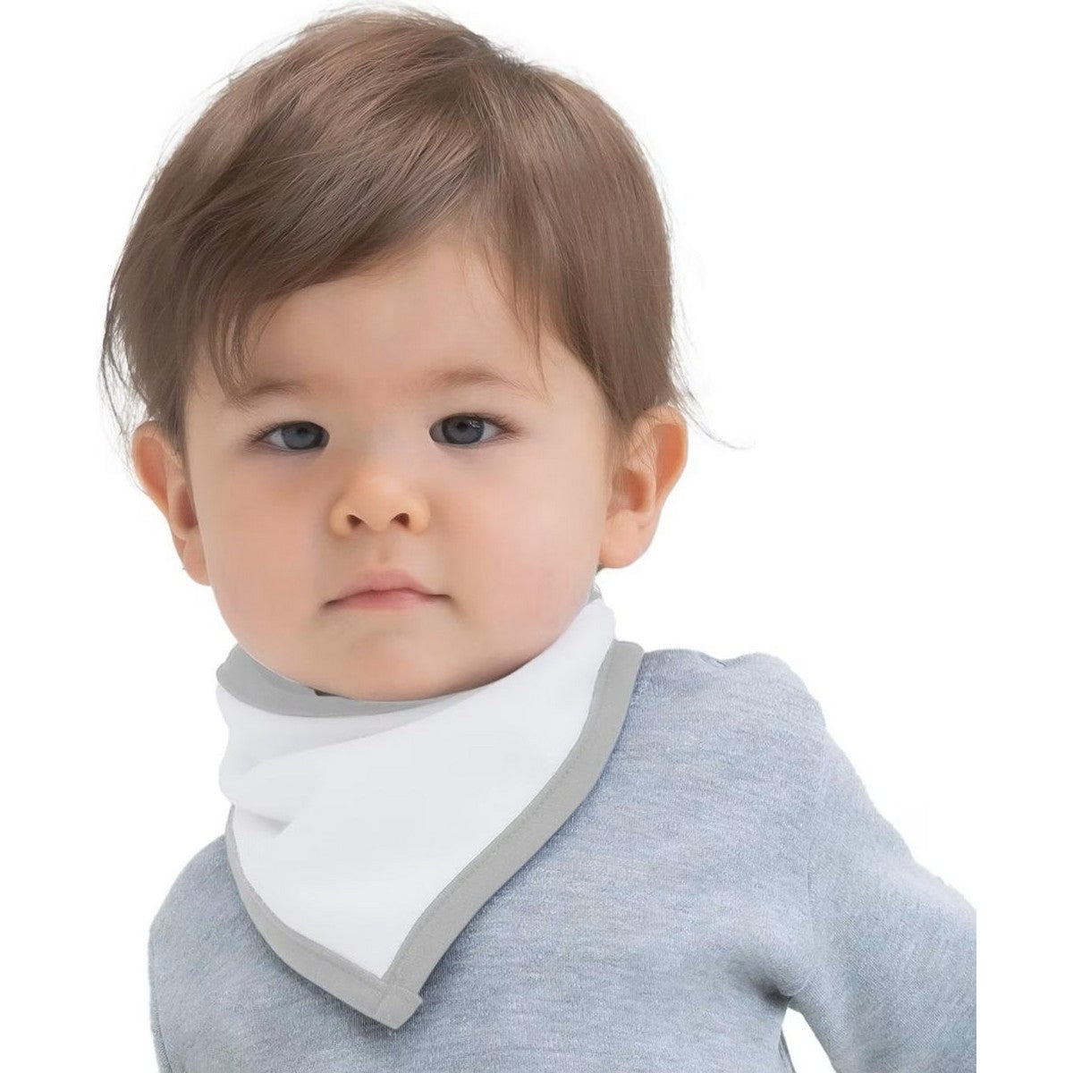 White-Heather Grey - Back - Babybugz Baby Plain Bandana Bib (Pack of 2)