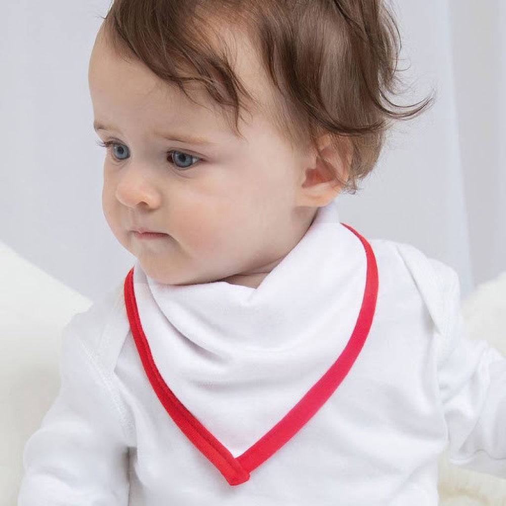 White-Red - Pack Shot - Babybugz Baby Plain Bandana Bib (Pack of 2)