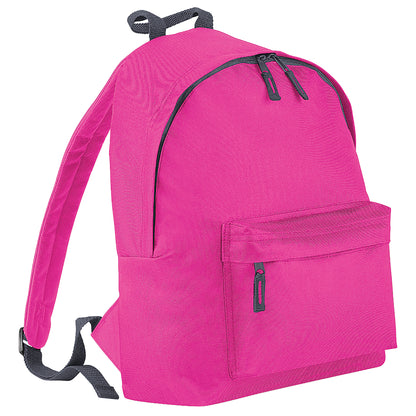 Fuchsia-Graphite - Front - Bagbase Fashion Backpack - Rucksack (18 Litres) (Pack Of 2)
