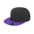 Black-Purple - Front - Result Unisex Core Bronx Original Flat Peak Snapback Dual Colour Cap (Pack of 2)
