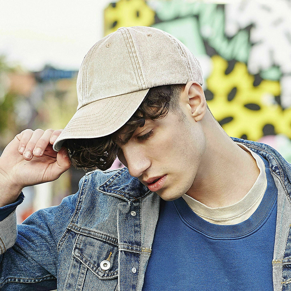 Vintage Stone - Back - Beechfield Unisex Low Profile Vintage Denim-Look Cap (Pack of 2)