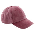 Vintage Red - Front - Beechfield Unisex Low Profile Vintage Denim-Look Cap (Pack of 2)