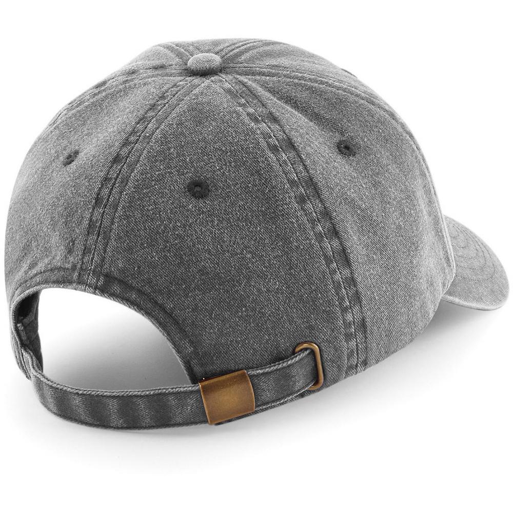 Vintage Black - Back - Beechfield Unisex Low Profile Vintage Denim-Look Cap (Pack of 2)