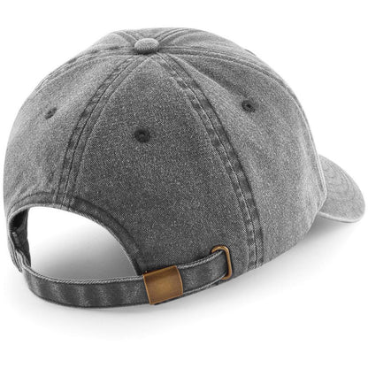 Vintage Black - Back - Beechfield Unisex Low Profile Vintage Denim-Look Cap (Pack of 2)
