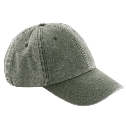 Vintage Olive - Front - Beechfield Unisex Low Profile Vintage Denim-Look Cap (Pack of 2)