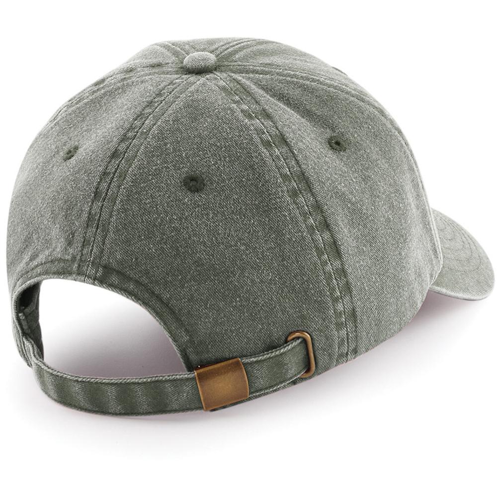 Vintage Olive - Back - Beechfield Unisex Low Profile Vintage Denim-Look Cap (Pack of 2)