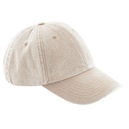 Vintage Stone - Front - Beechfield Unisex Low Profile Vintage Denim-Look Cap (Pack of 2)