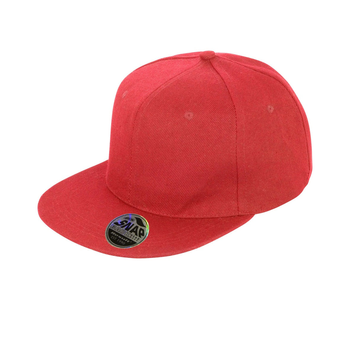 Red - Front - Result Unisex Core Bronx Original Flat Peak Snapback Solid Colour Cap (Pack of 2)