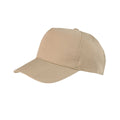 Khaki - Front - Result Unisex Core Boston 5 Panel Printers Baseball Cap (Pack Of 2)