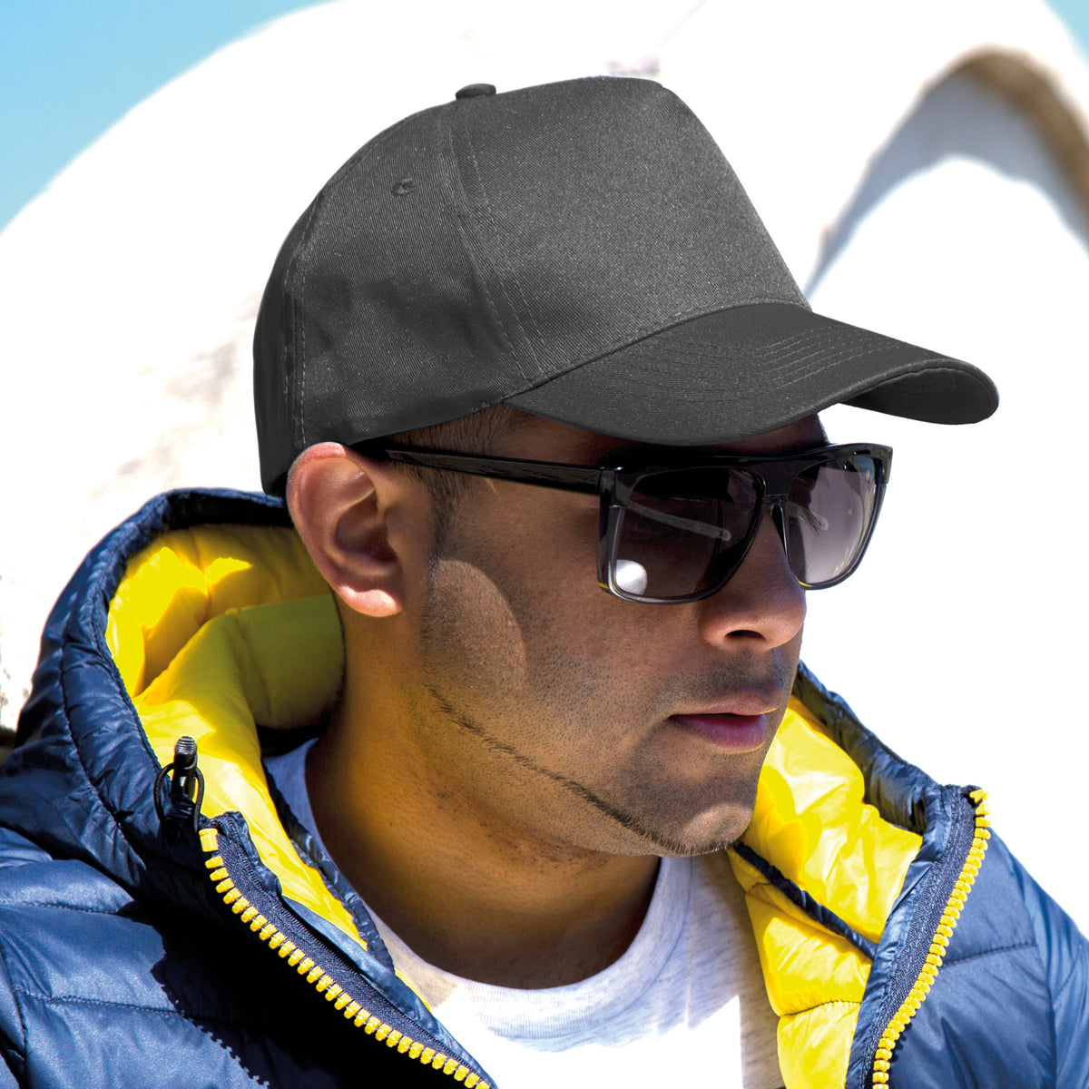 Black - Back - Result Unisex Core Boston 5 Panel Printers Baseball Cap (Pack Of 2)