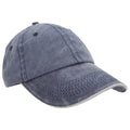 Navy-Putty - Front - Result Washed Fine Line Cotton Baseball Cap With Sandwich Peak (Pack of 2)