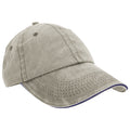 Putty-Navy - Front - Result Washed Fine Line Cotton Baseball Cap With Sandwich Peak (Pack of 2)